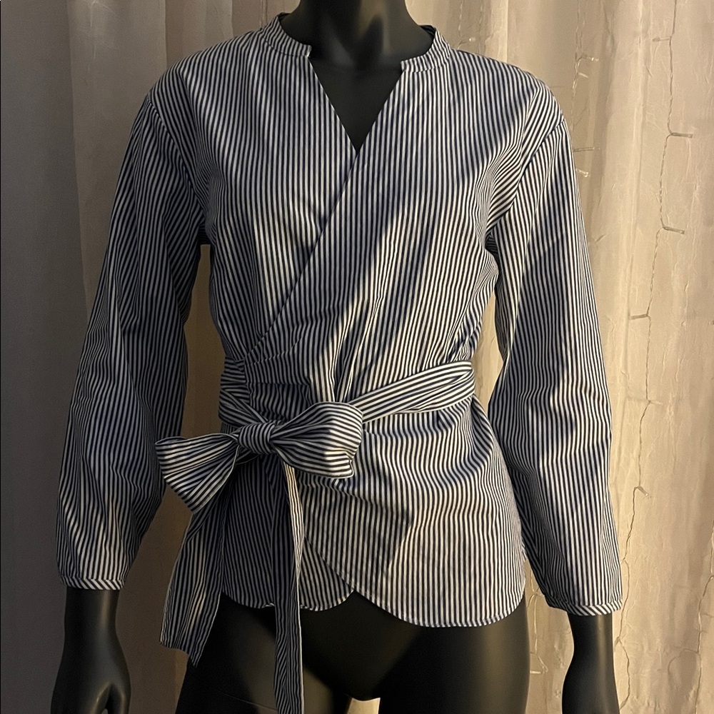 J. Crew Blue and White Striped Top